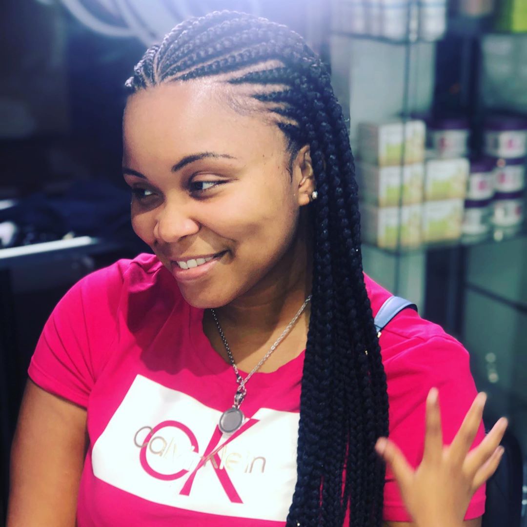 half feed ins braids half box braids